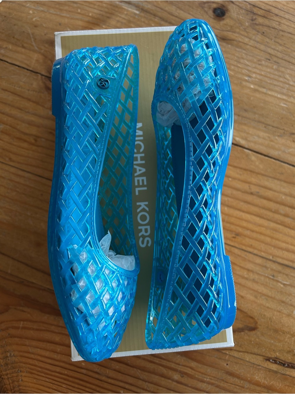 Michael Kors Pixie Jellies Aqua Blue Jelly Flats Women 7